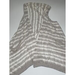 Banana‎ Republic Striped Linen Cotton Open Front Cardigan Vest Women's M/L